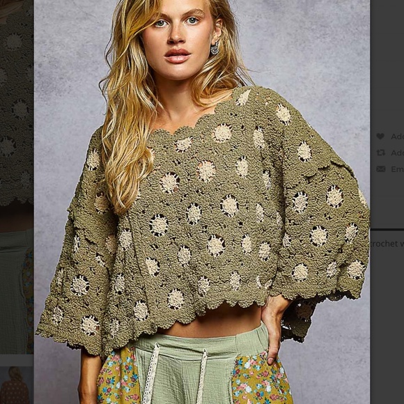 POL “ BARRETT  “ POL CHENILLE Crochet Knit Sweater Lightweight 31 - Picture 1 of 4